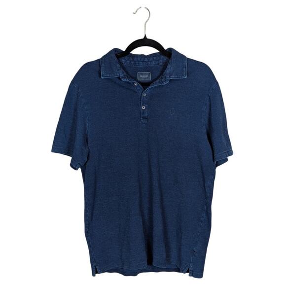 7 Diamonds Blue Polo Button Up Shirt Mens Large Stretch - Picture 1 of 9